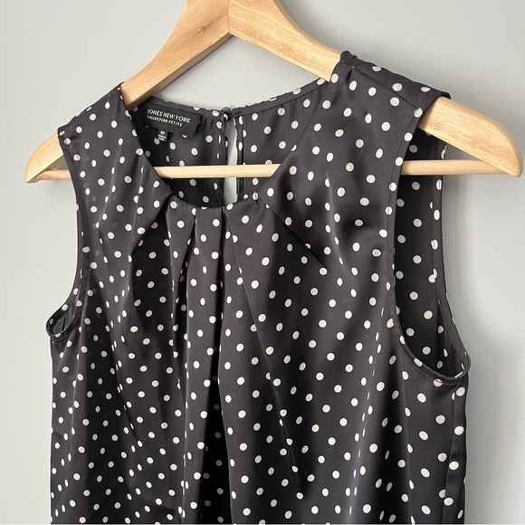 Jones New York Collection Petite Pleated Black & White Sleeveless Blouse Size 6P - Picture 5 of 14